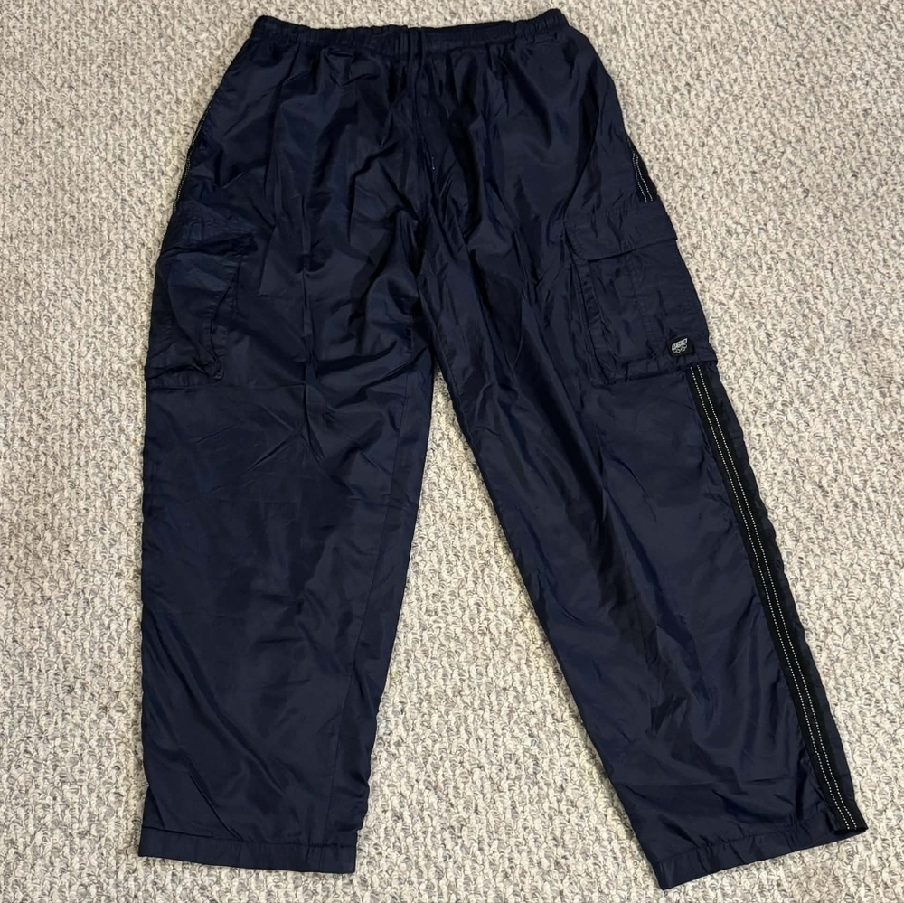 Vintage USA Olympics Navy Blue Lined Track Pants Cargo Pockets Men's XL (40-42)